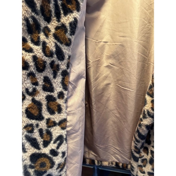 CY Fashion Leopard Print Faux Fur Open Front Jacket Shawl Collar Medium NJ5693 - Picture 4 of 7
